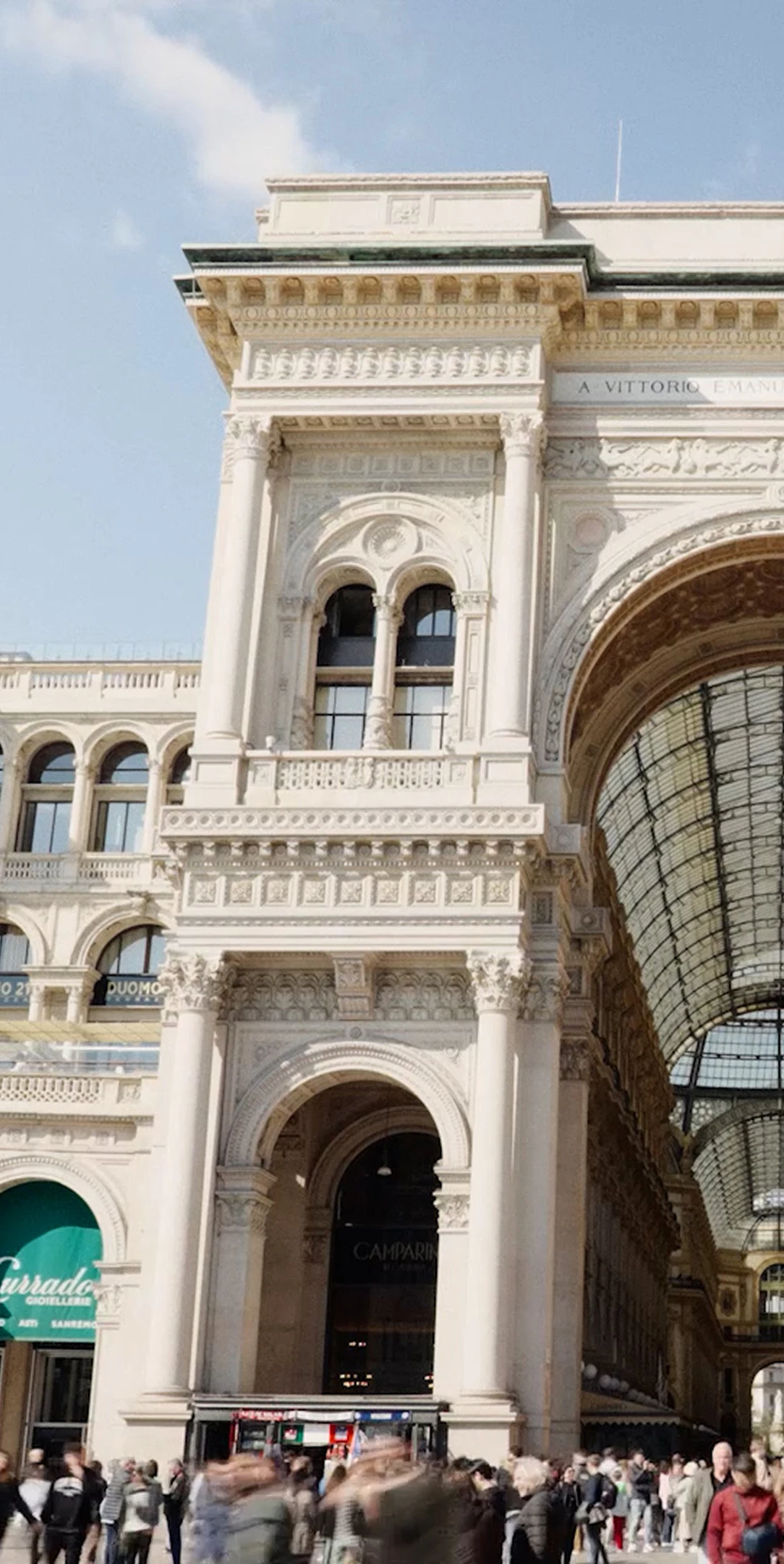 Entrance of the Galleria Vittorio Emanuele II in Milan.