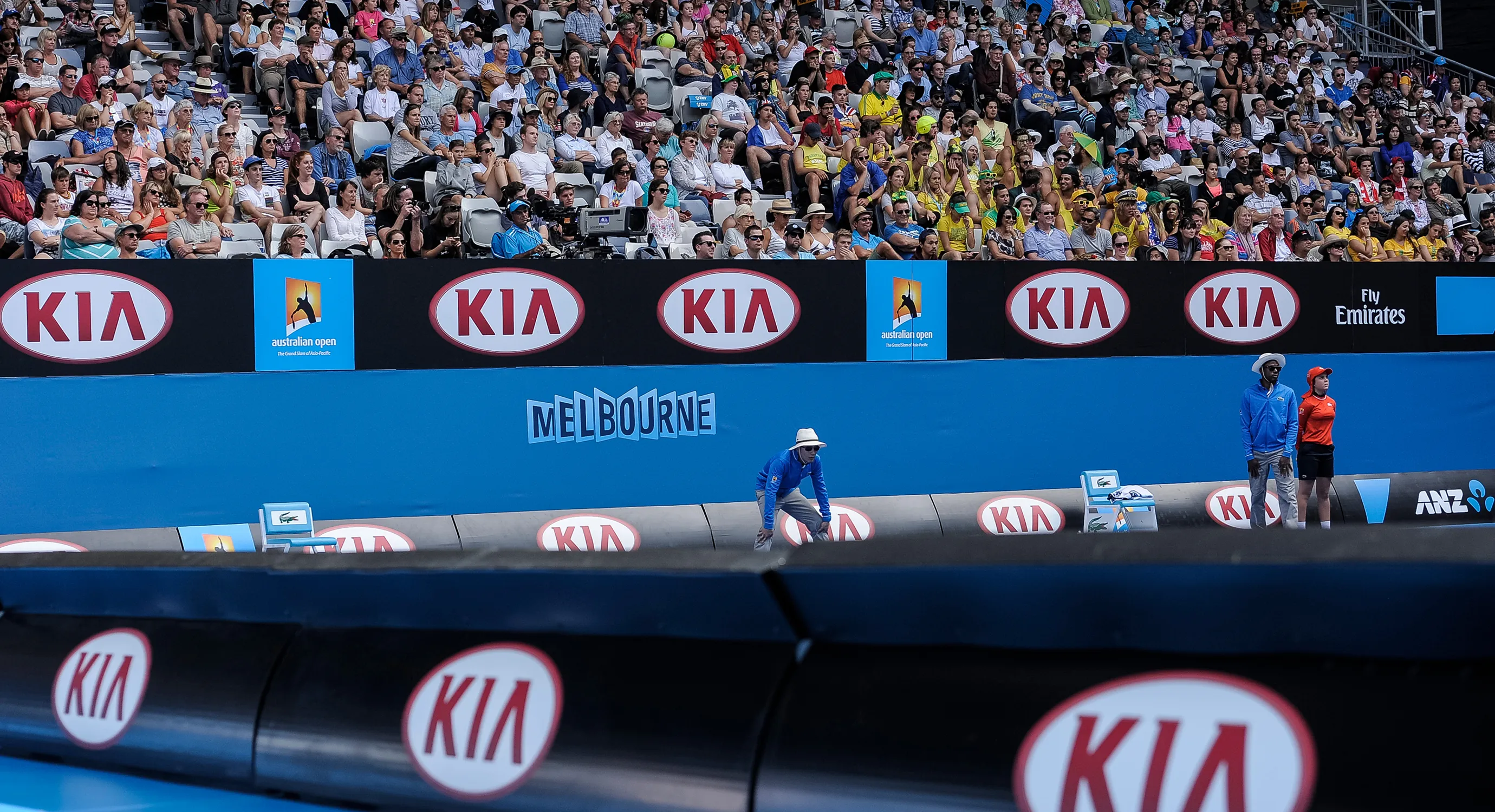 Kia AO Major Partner branding displayed courtside.