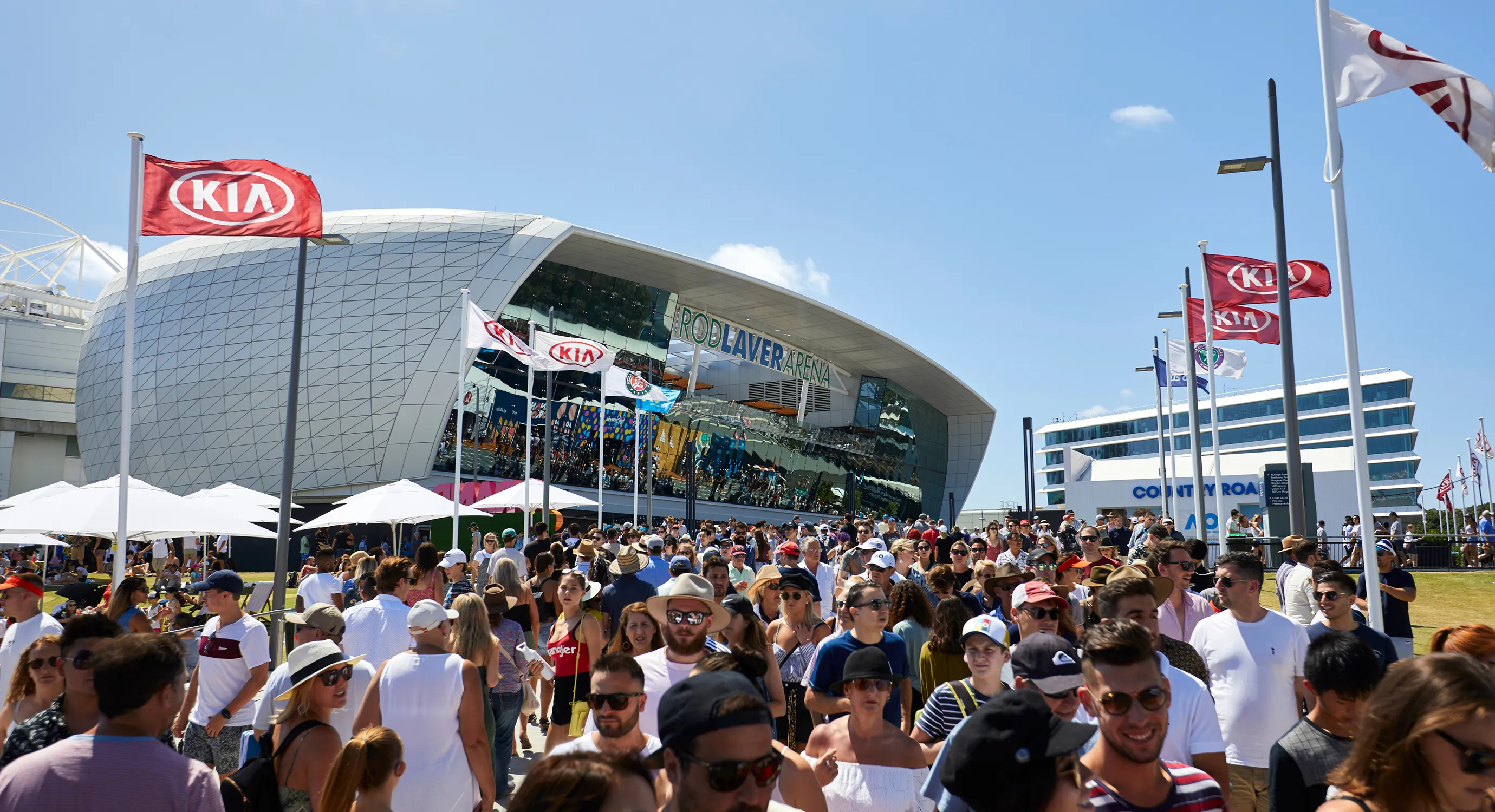 Visitors gathered at the Australian Open venue.