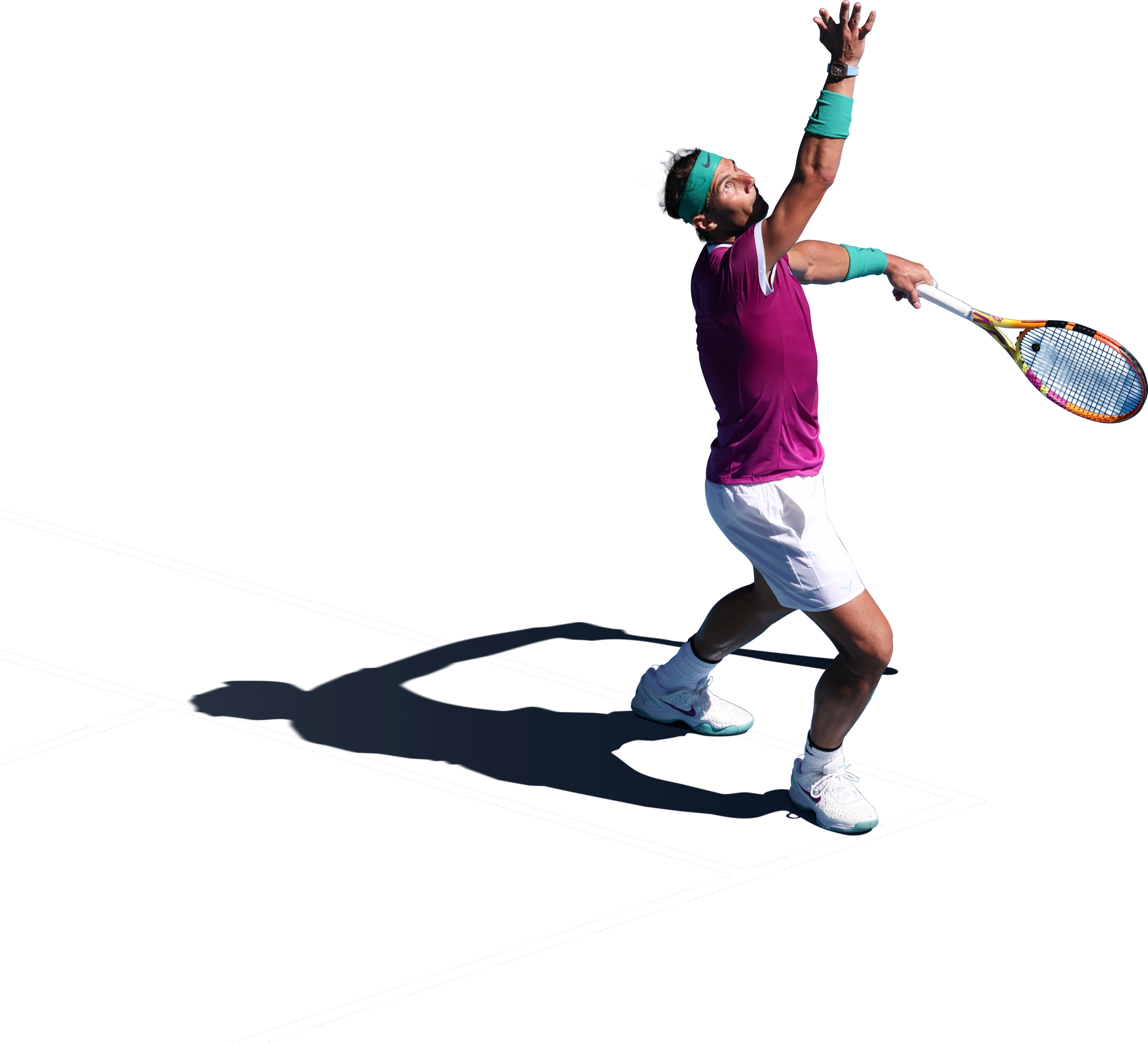 Rafael Nadal serving.