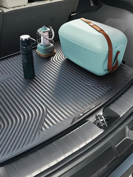 A limited-edition Kia EV3 trunk liner made from recycled plastic
