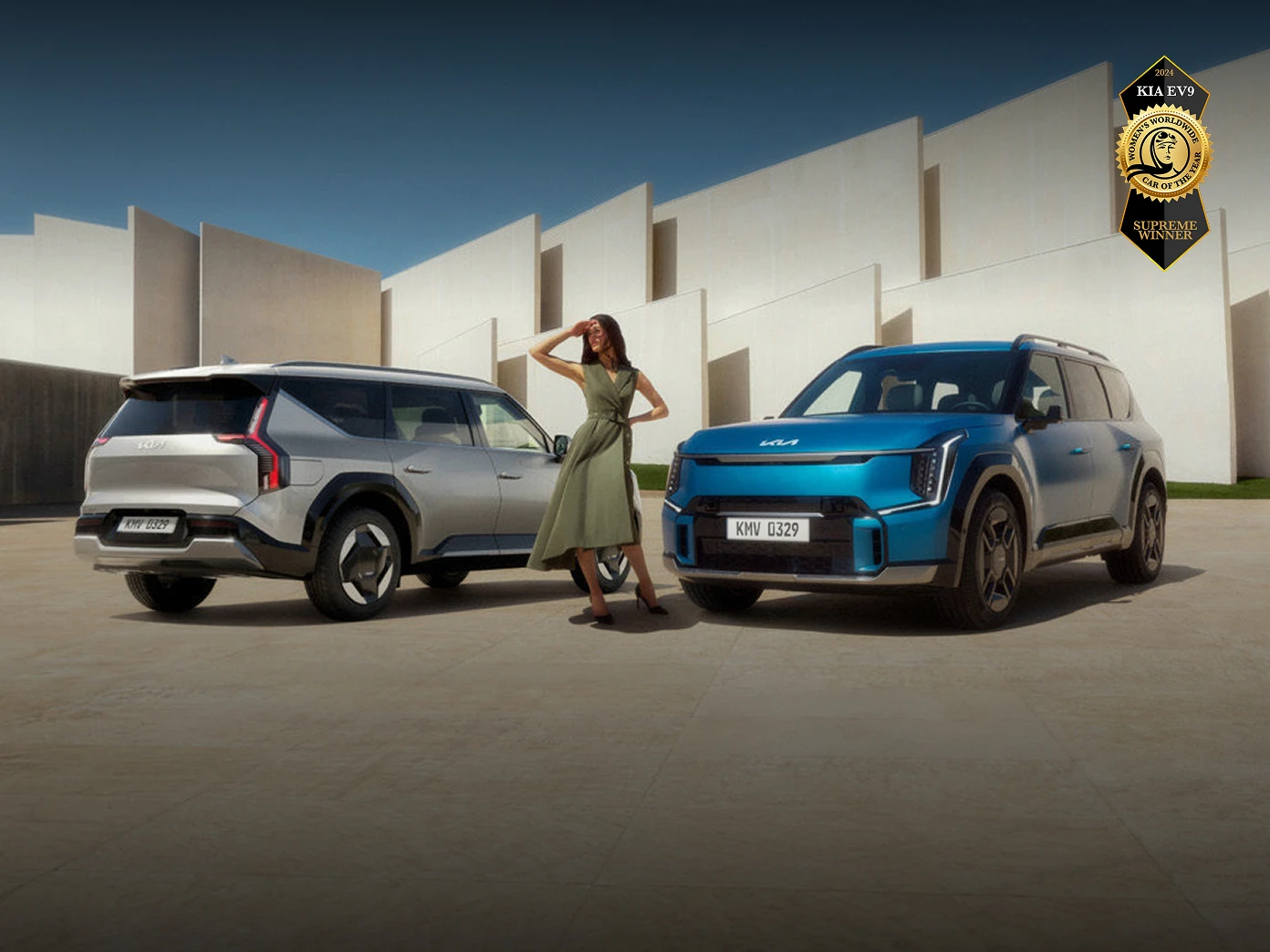 Image of Kia EV3 and EV9 vehicles together