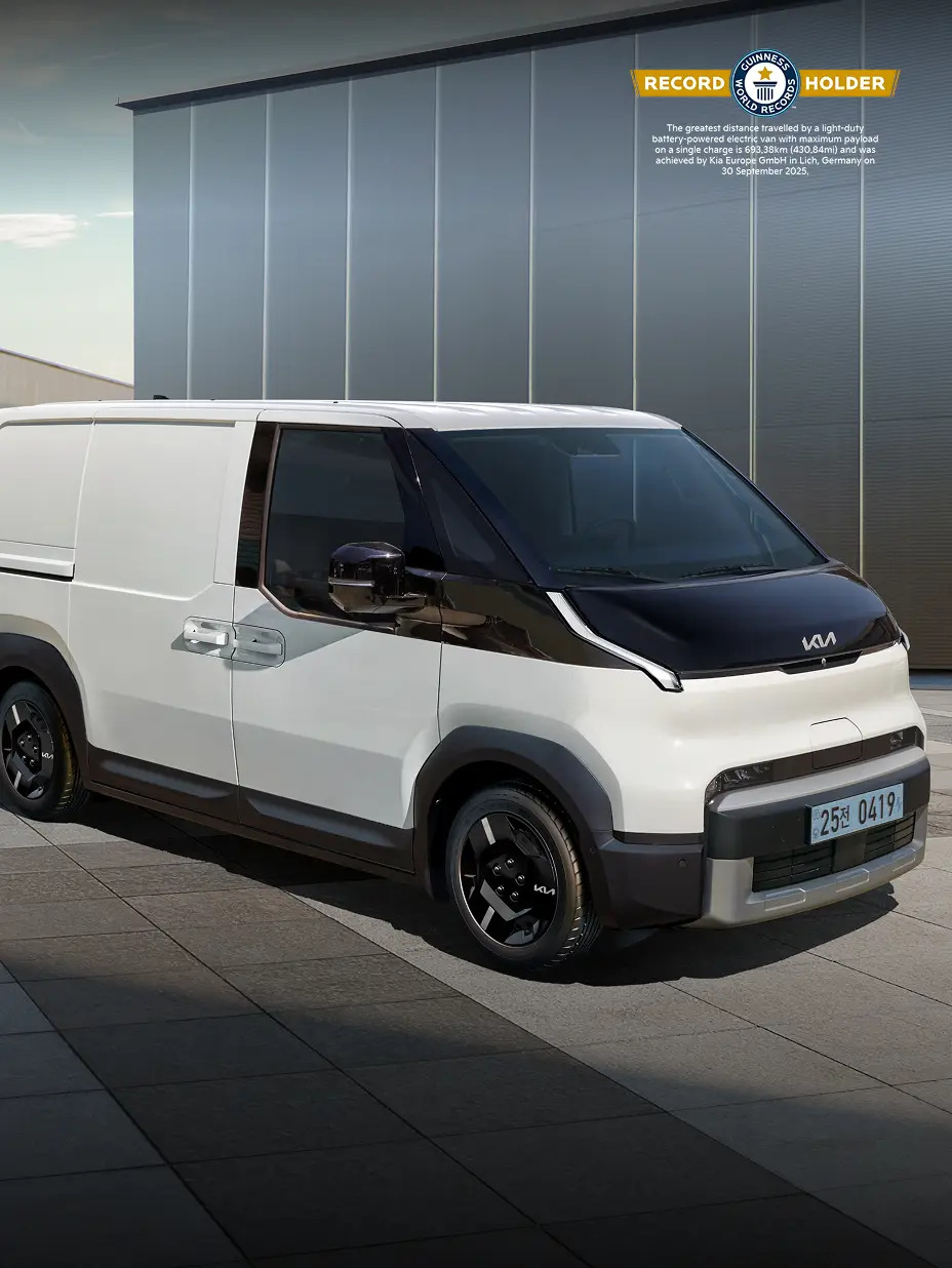 Image of Kia PV5 featuring the Guinness World Records award logo