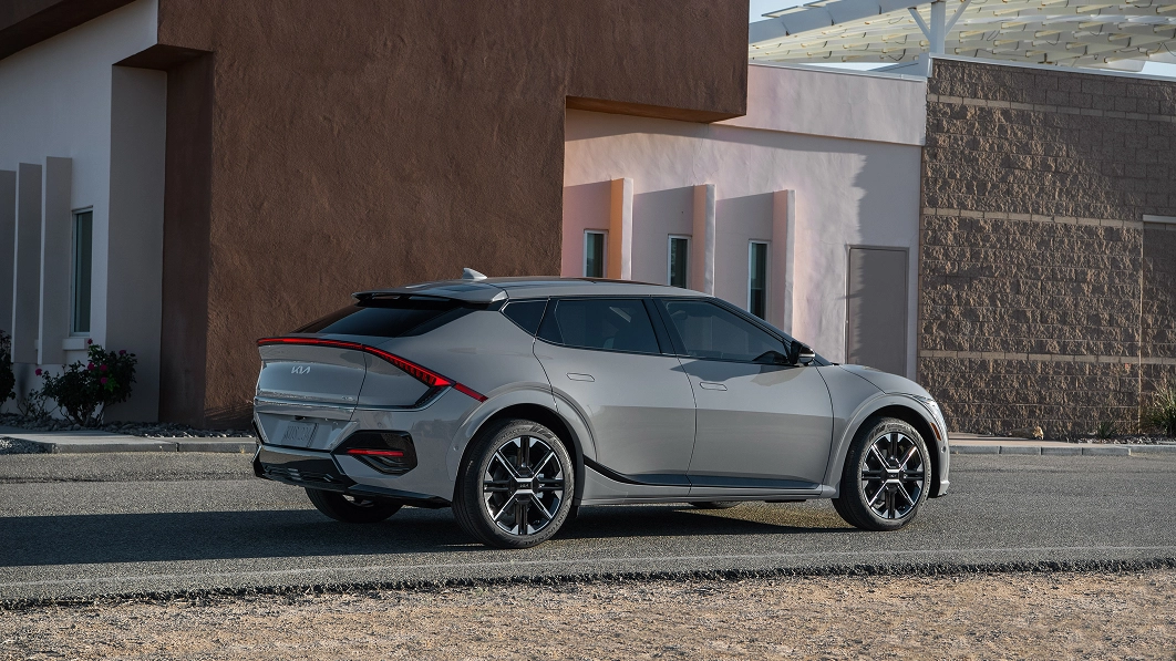 Rear view image of the Kia EV6, winner of the European Car of the Year