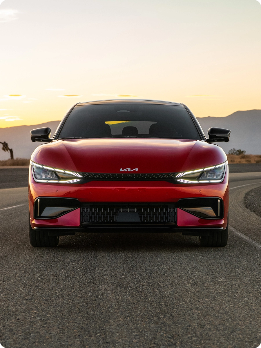 Front driving image of the Kia EV6, winner of the 2023 North American Car of the Year