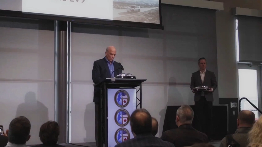 Presenter awarding at the North American Car of the Year ceremony