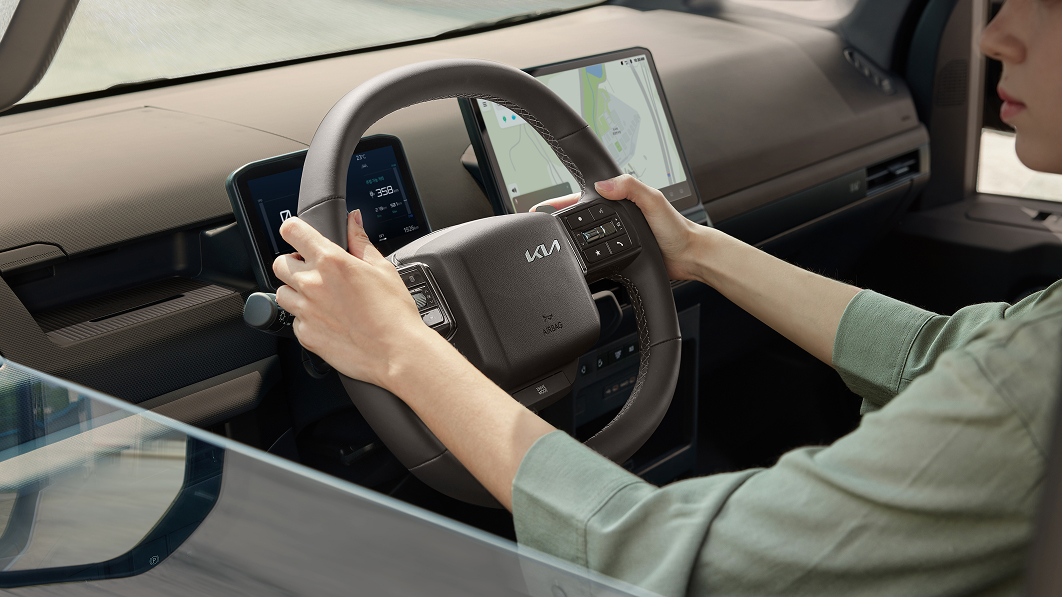 Interior driving scene of the Kia PV5