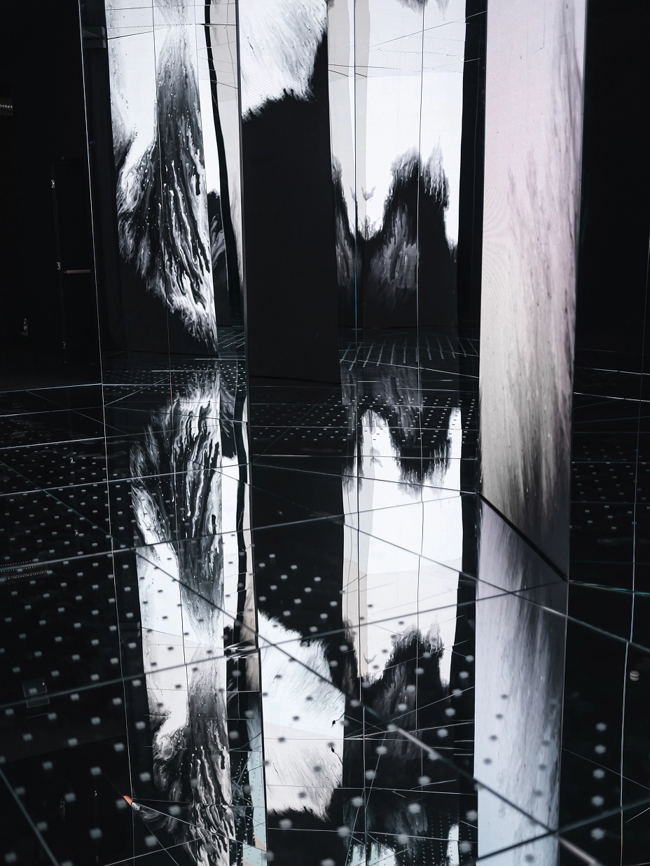 Abstract media displayed in the media installation 'Passage of Footsteps'.