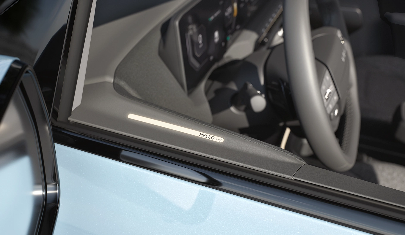Kia EV2 driver door trim with welcome message light image