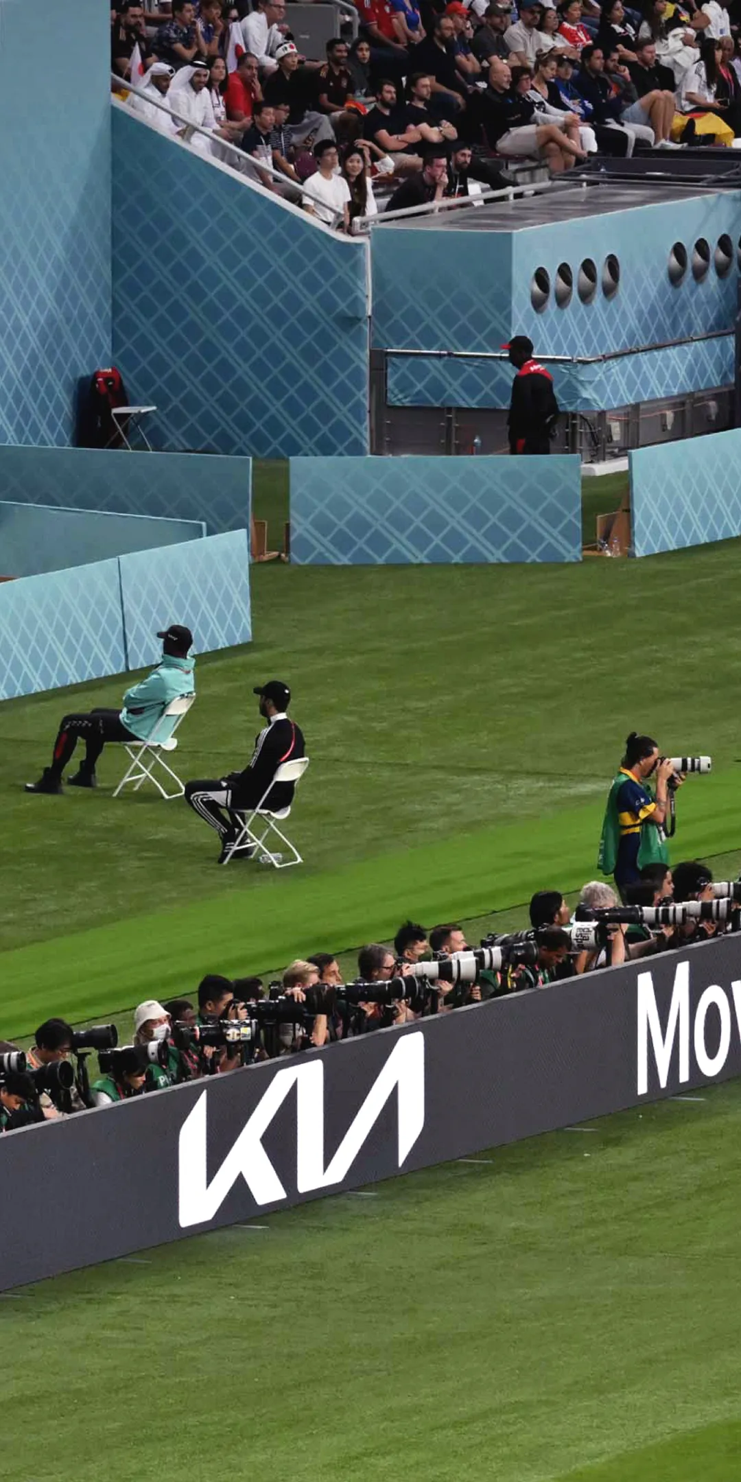 Football stadium with Kia brand advertising boards