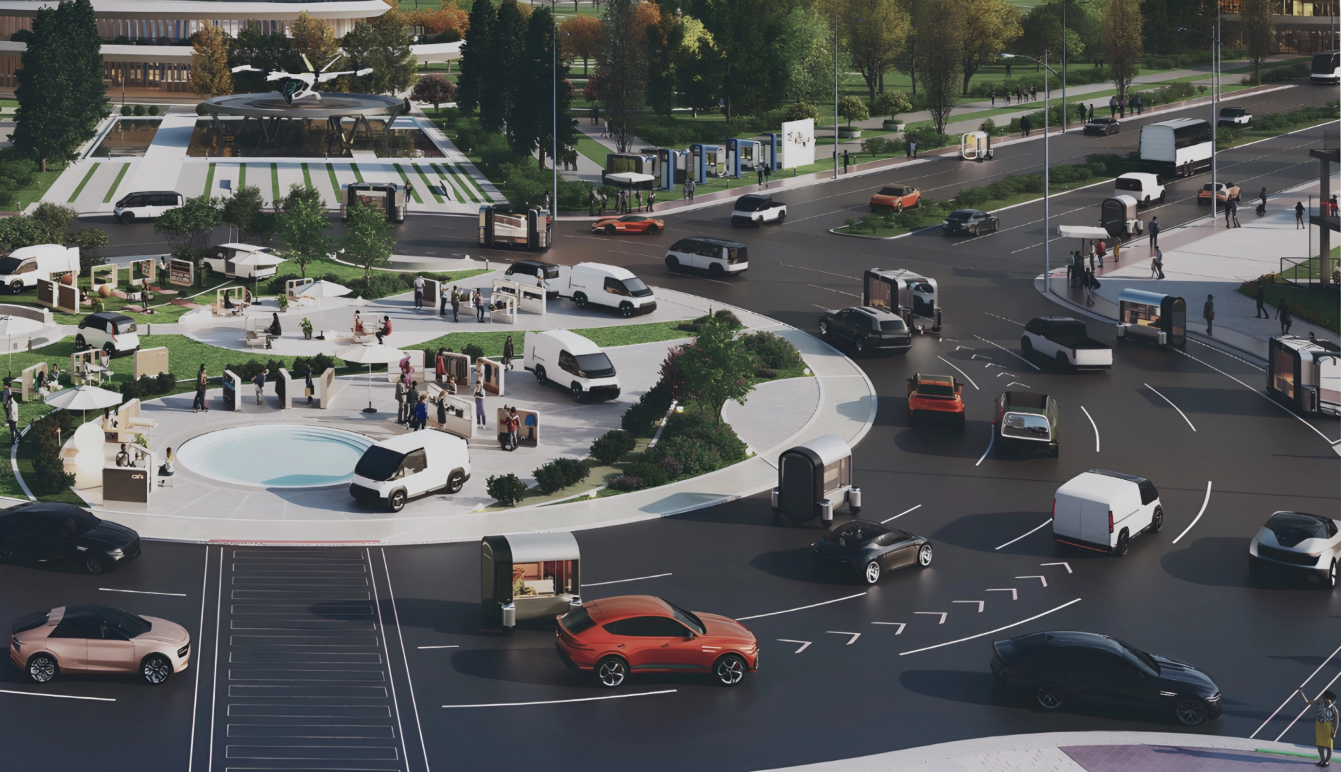 도심 교차로 교통 흐름 시뮬레이션 이미지