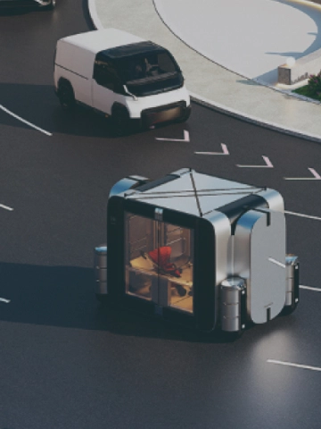 스마트 교통 시스템이 적용된 도심 교차로 이미지