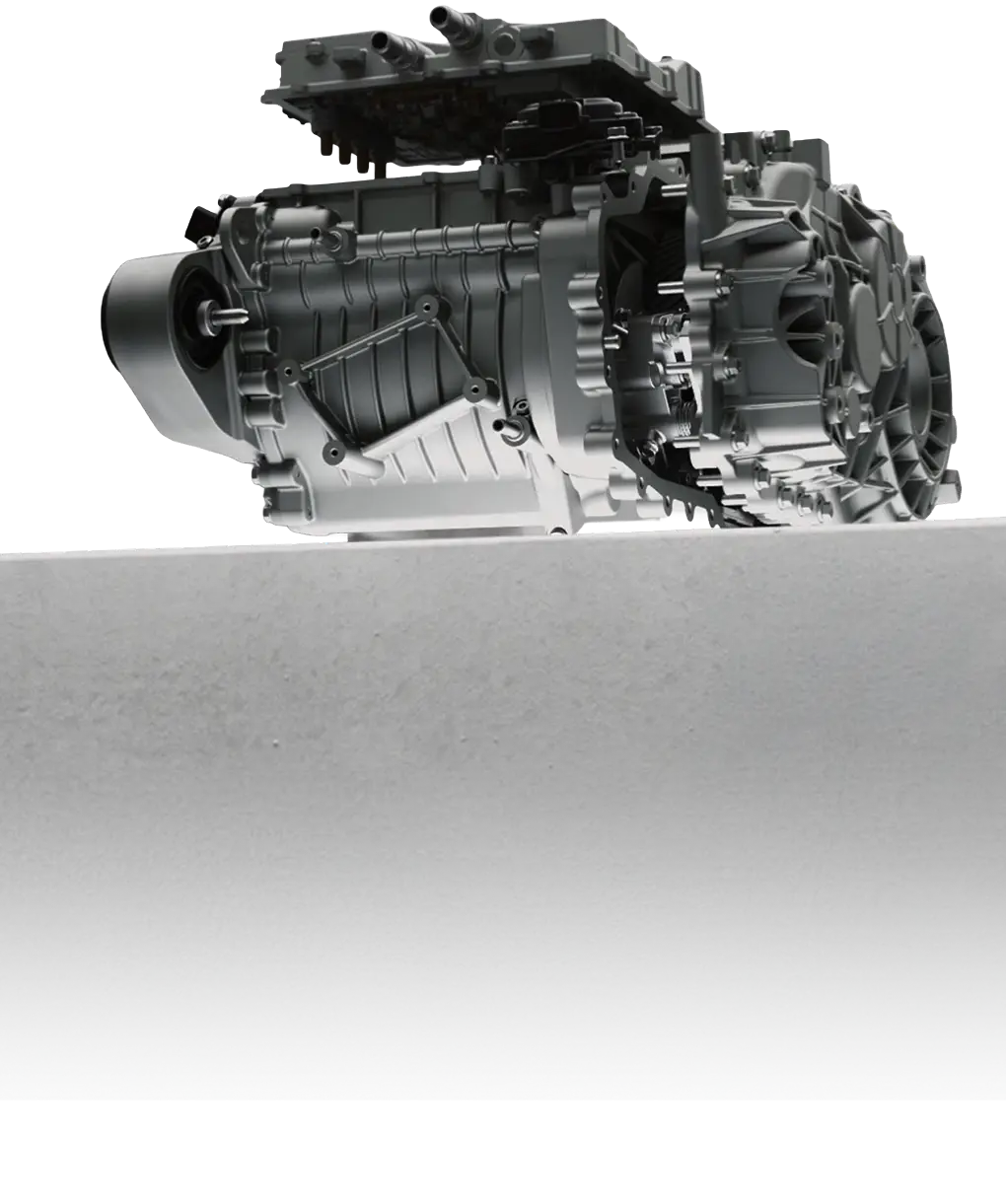 자동차 전기 구동 모터 및 감속기 유닛이 전시된 모습