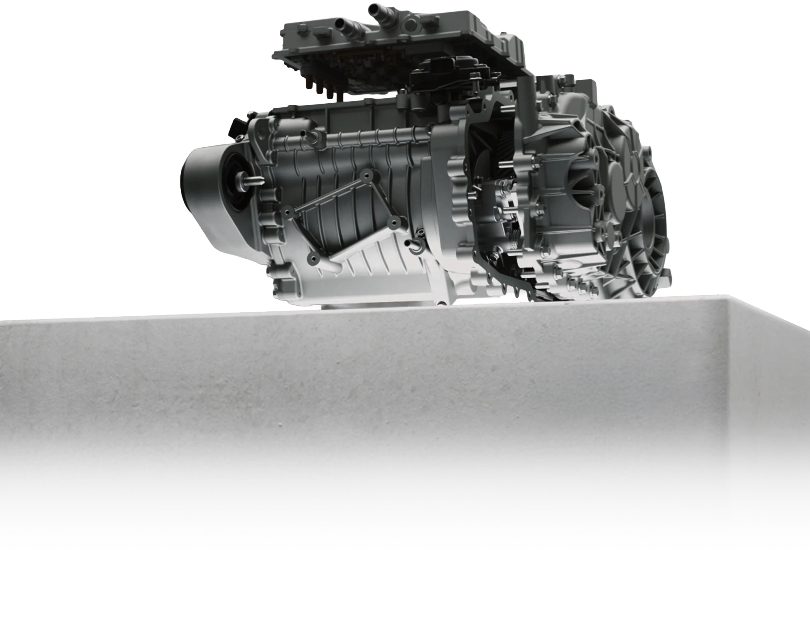 자동차 전기 구동 모터 및 감속기 유닛이 전시된 모습