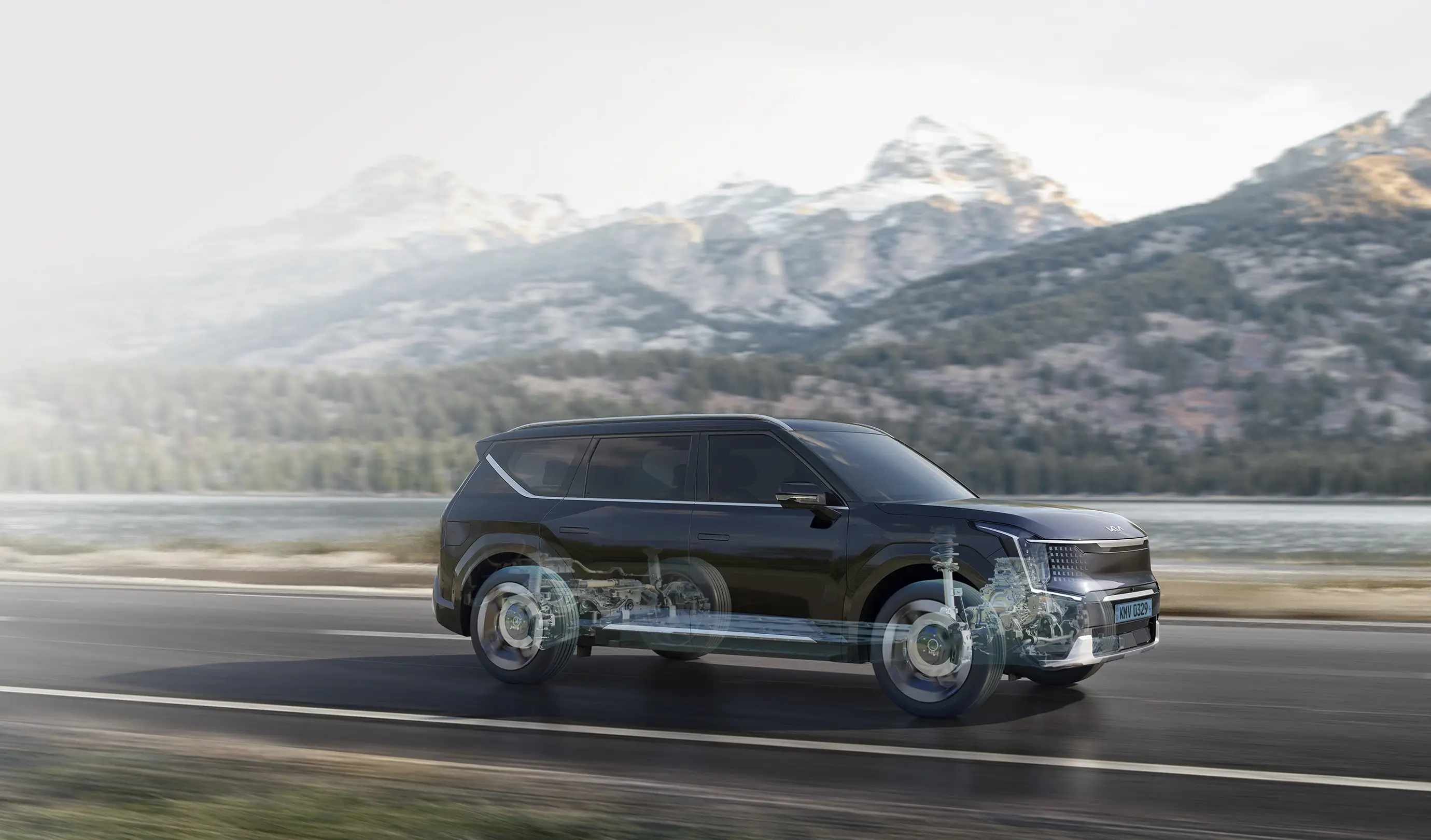 E-GMP 플랫폼 기반 전기차 주행 이미지