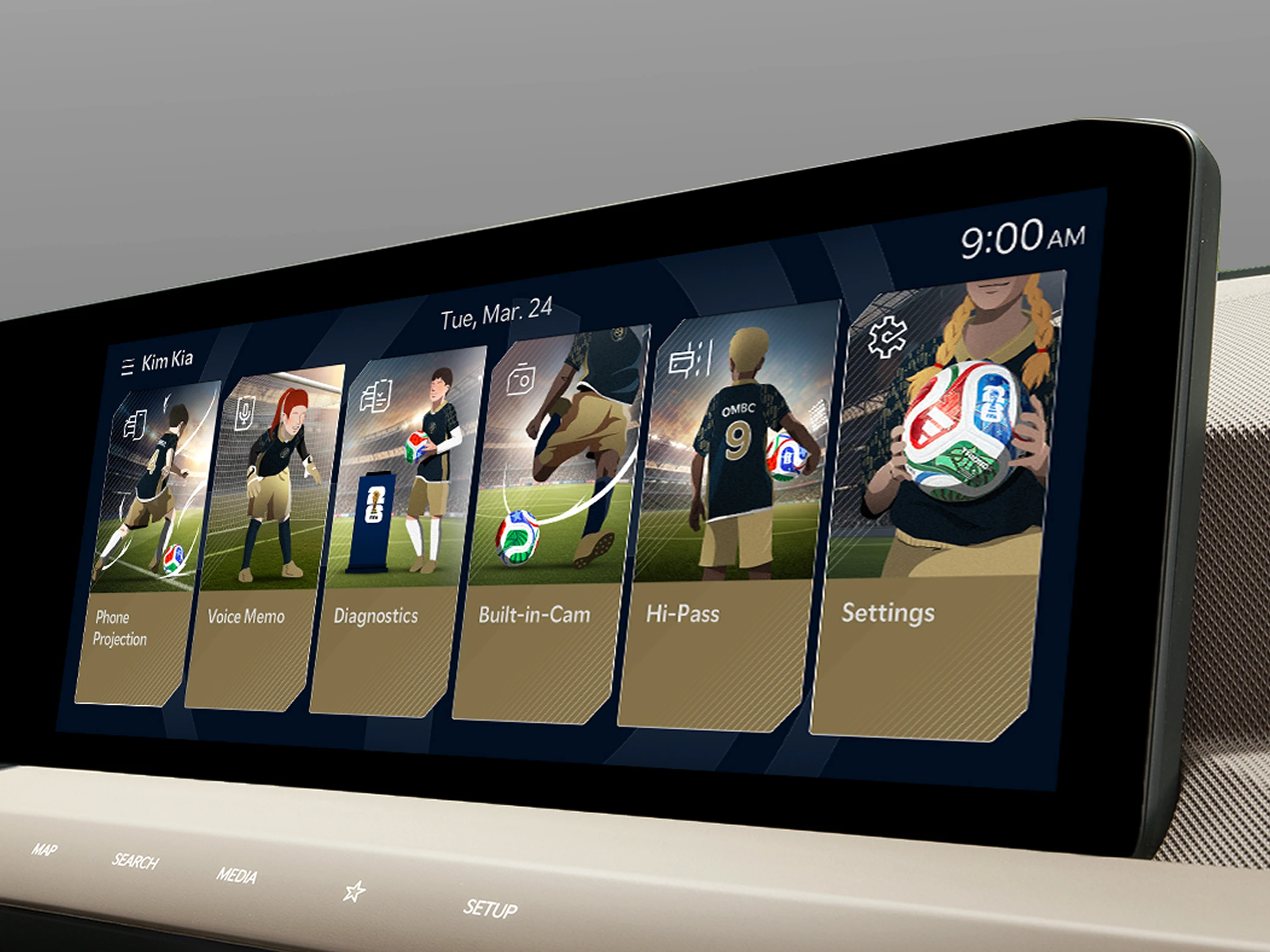 차량 인포테인먼트 디스플레이 UI 화면 이미지