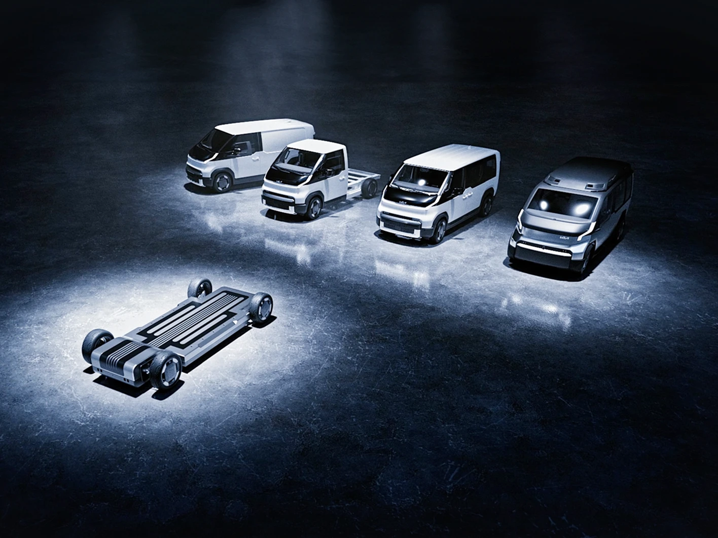 Image showing the PBV platform with the Kia PV5, PV7 and PV9 lineup