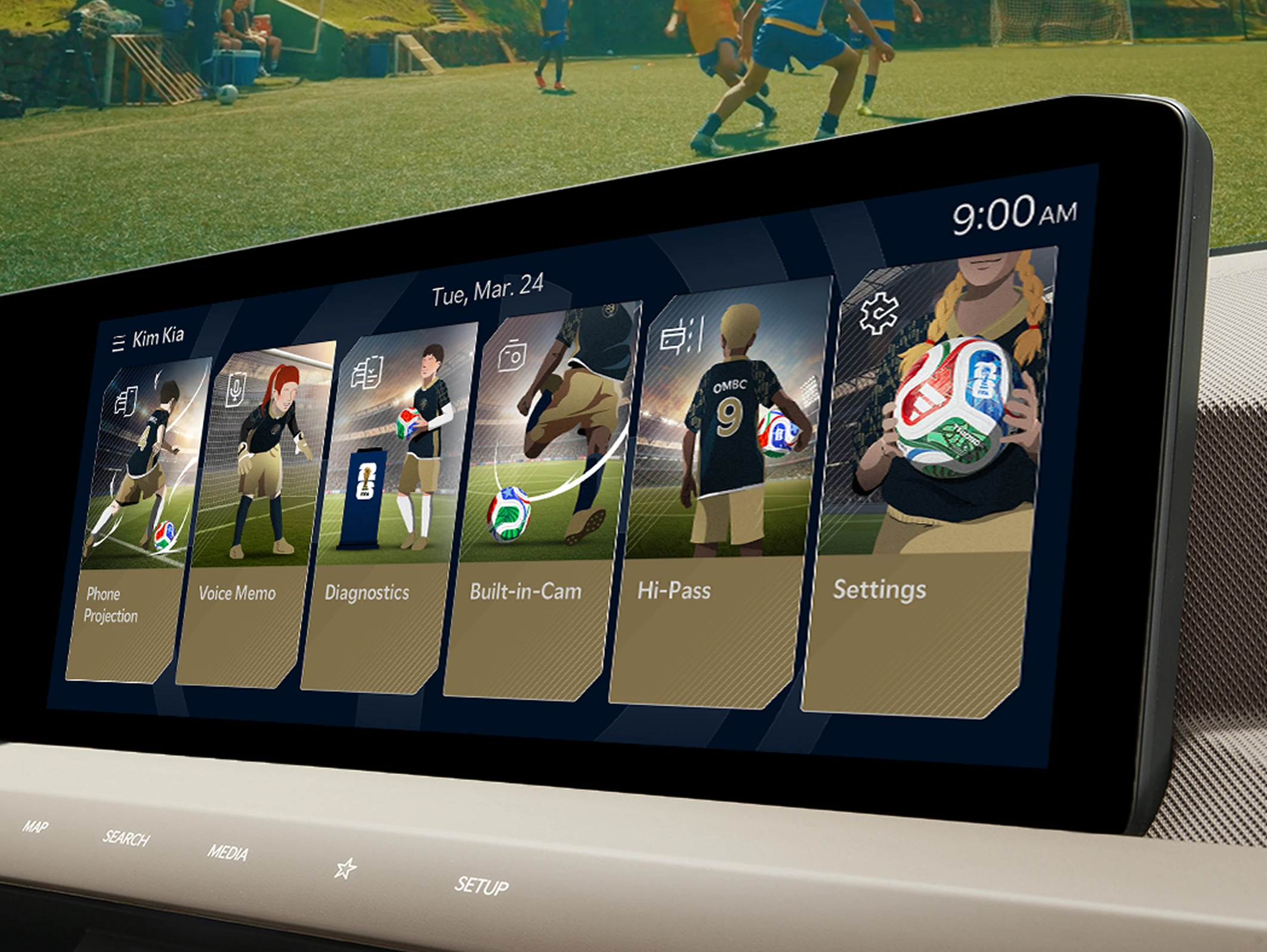 차량 인포테인먼트 디스플레이 UI 이미지