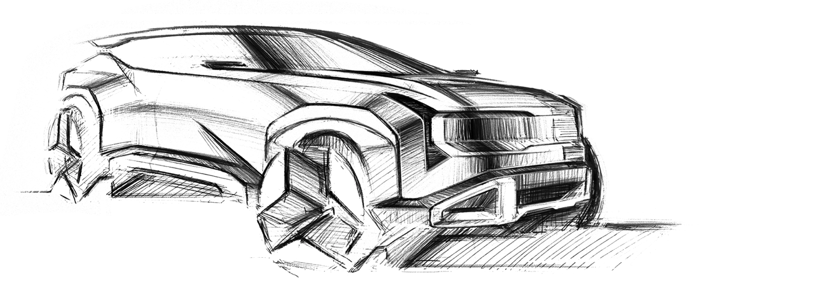 셀토스의 전측면 디자인 스케치