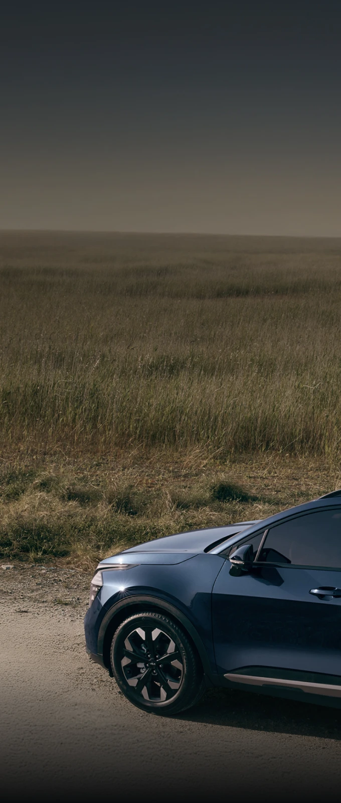 4세대 기아 스포티지가 갈대 밭이 있는 도로를 주행하는 모습