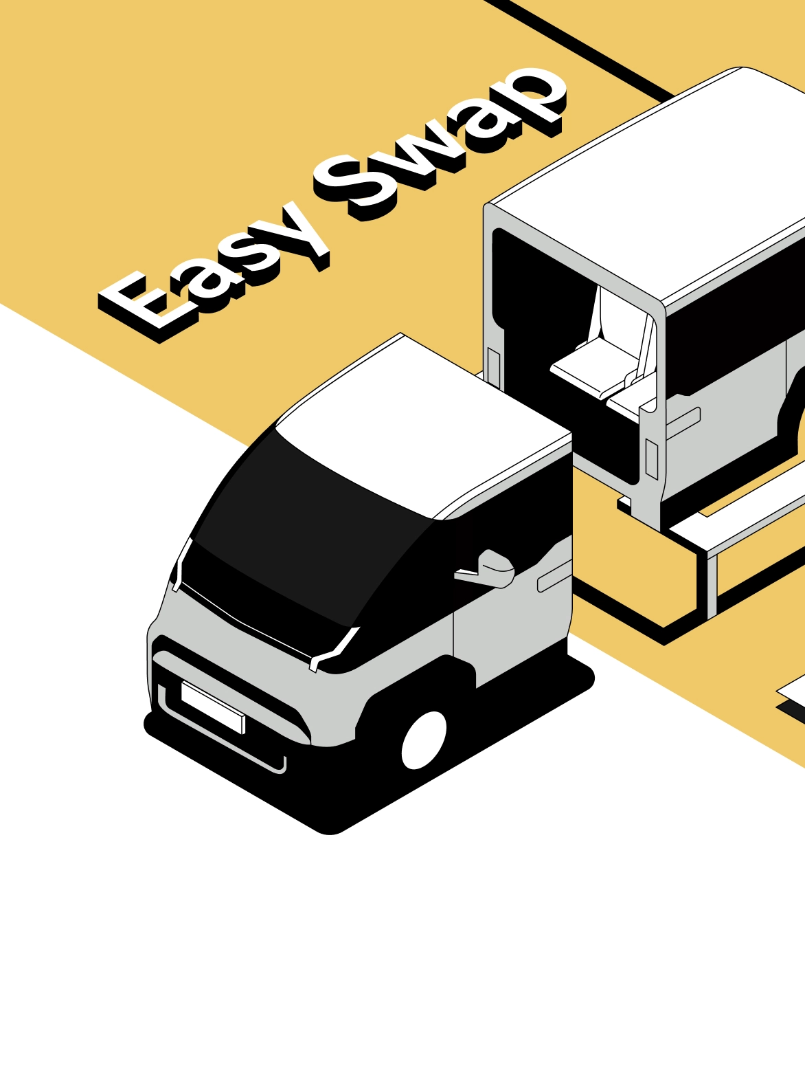 다양한 용도로 전환할 수 있는 기아 PBV Easy Swap 그래픽