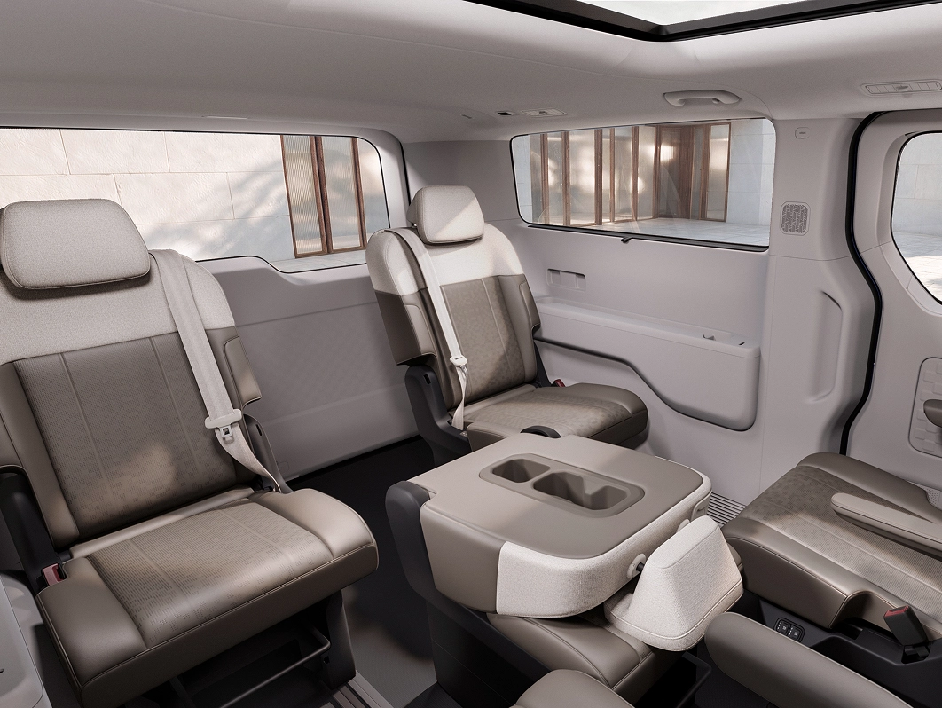 Kia PV7 interior showing its spacious cabin and flexible seating configuration